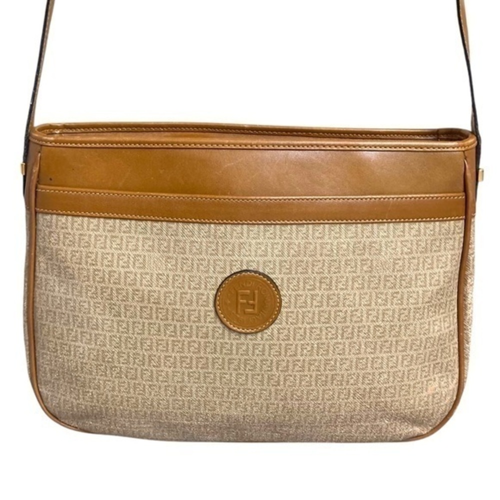 Fendi vintage brown cream micro zucchini SAS crossbody bag